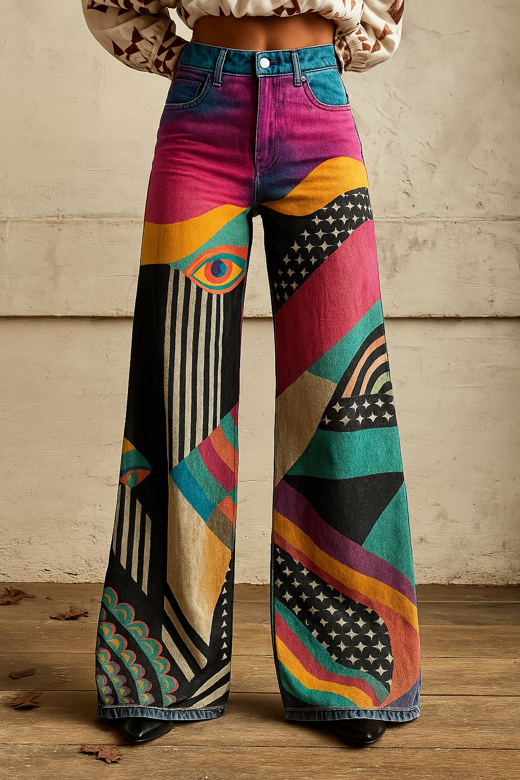 Sophia | Pantalons larges stylés avec graphique